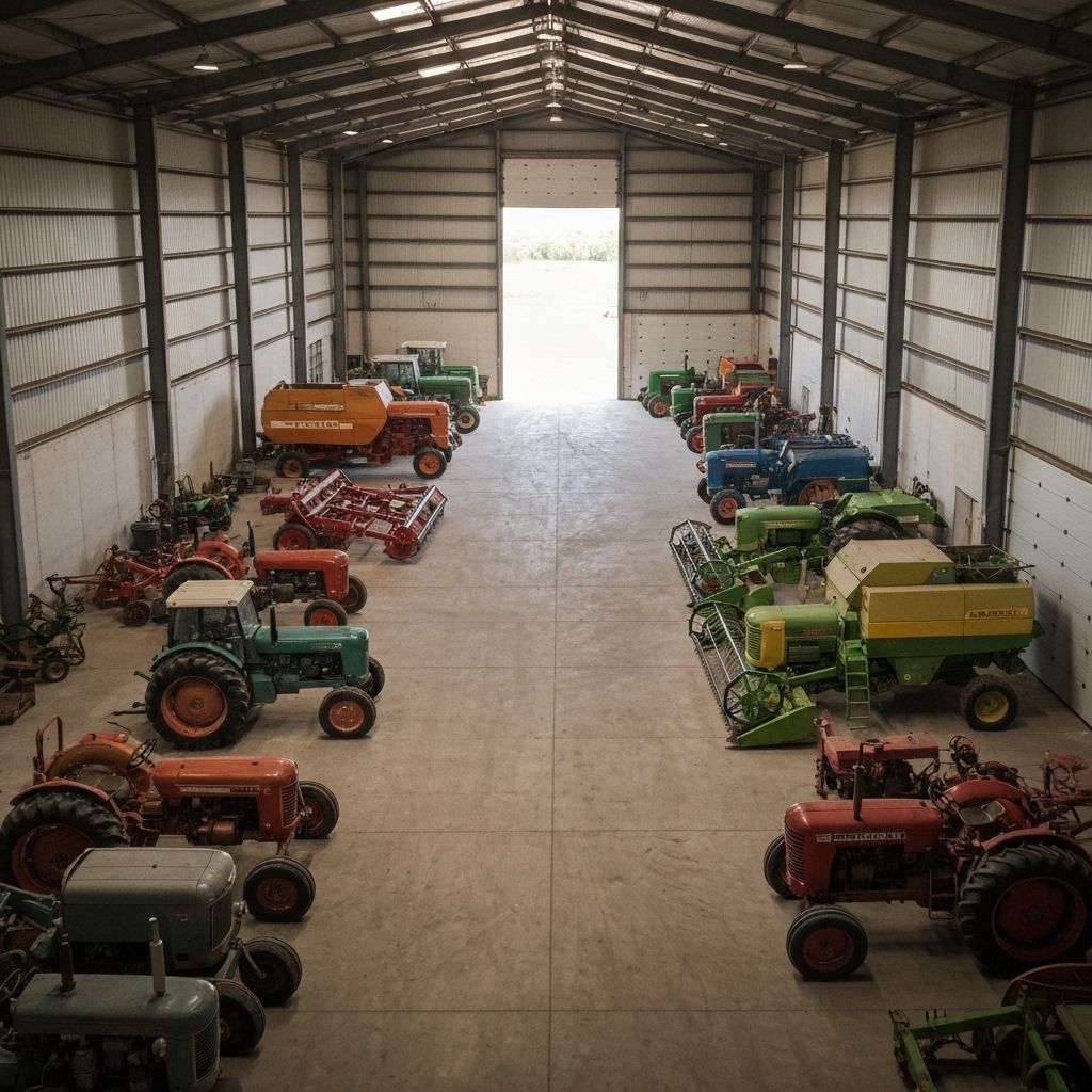 Galpão agrícola com maquinário